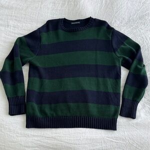 Brandy Melville Green and Navy Striped Crewneck Sweater